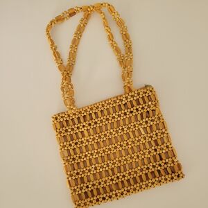 Vintage Handcrafted Wooden Beaded Bag